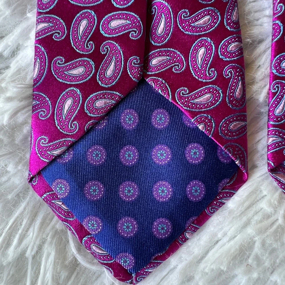 Ted Baker London Purple Pink Paisley Tie Prince 100% Italian Silk Made in USA 3